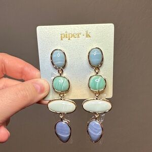 Piper K Multi Color Stone Drop Dangle Earrings - NEW